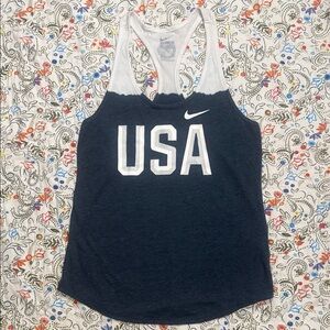 Nike Women's Dark Blue and White USA Tank Top